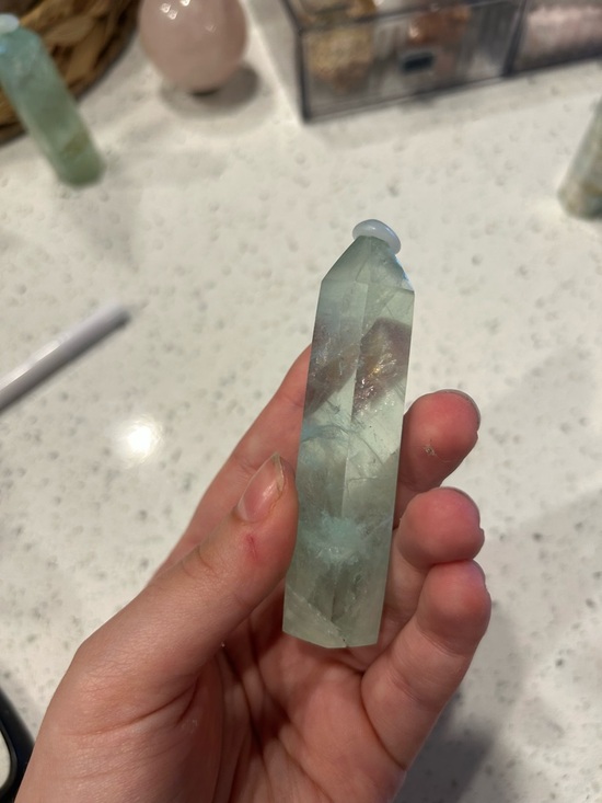 HUGE RAINBOWS Green Fluorite Point Crystal Tower - Picture 7 of 10